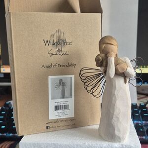 Willow Tree Angel with Dog Figurine in Cream and Brown